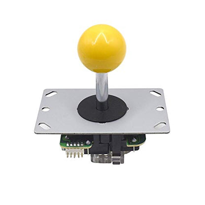 Yellow Ball Top Handle 5 Pin Micro Switches 4 & 8 Way Adjustable Arcade Joystick Replacement Cable Parts for Mame Jamma Arcade USB Encoder PC Game Cabinet DIY Joystick and Button Kit…