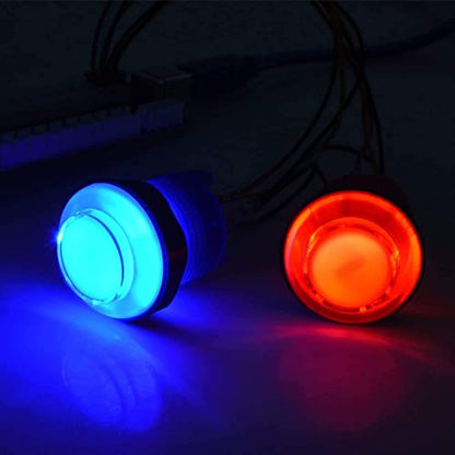 MYMIQEY 2 Players LED Arcade DIY Parts Kit for Mame PC Raspberry Pi PS3 Jamma Arcade Controllers Project, 2x Zero Delay USB Encoder + 2x 8 Way Joystick + 20x LED Illuminated Push Buttons (Red + Blue)