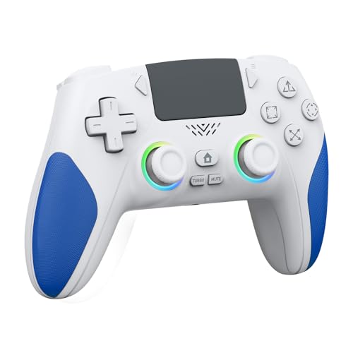 Akalyptra Wireless Controller for PS-5/PC, Hall Effect Joysticks&Triggers Controller with 2 Back Buttons/RGB Light, Gamepad Support Turbo/Remap/Combo Functions, Dual Vibration, 3.5mm Audio Jack, Motion Sensing Control(White) - color: White