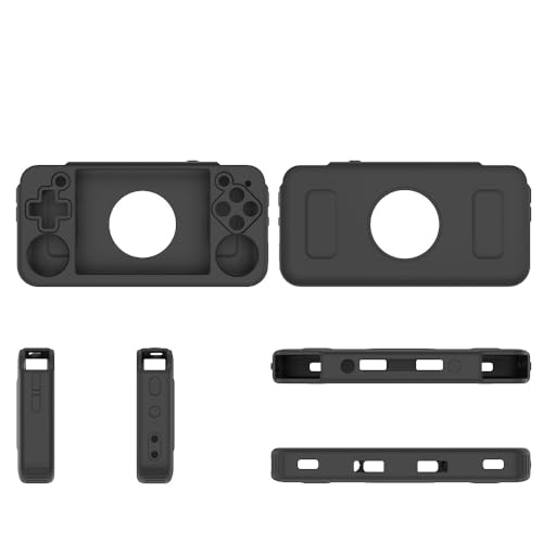 Silicone Protective Case for ANBERNIC RG35XX H Retro Handheld Gaming Console, Soft Sleeve Cover Protector Anti-Bump and Anti-Drop Full Protection, with Lanyard (Black) - color: Black