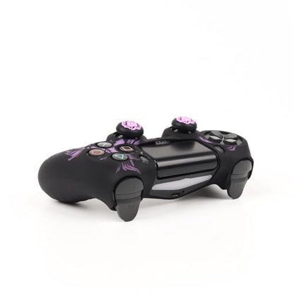 Lion Design Controller Skin Cover with 2 Thumb Grips Compatible with PS4/Playstation 4 Slim/Pro Controller - color: Lion Black Purple