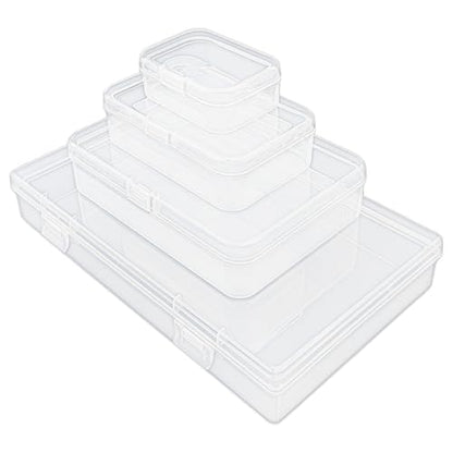 96 Pack Rectangular Clear Plastic Storage Containers | Mixed Sizes, Hinged Lid, For Beads and Small Craft Items - size: Mixed Sizes