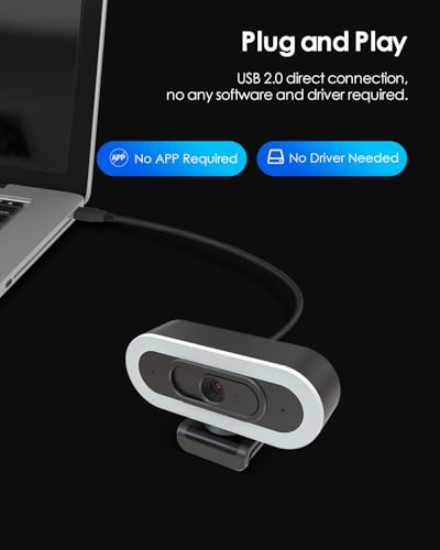 2K/60Fps Webcam, Streaming Camera with Fill RGB Lights, 1080P/60FPS Webcam, Autofocus, Dual Noise-Cancelling Microphones, Privacy Cover and Tripod for Computer, PC, Zoom - color: 2K/65°FOV