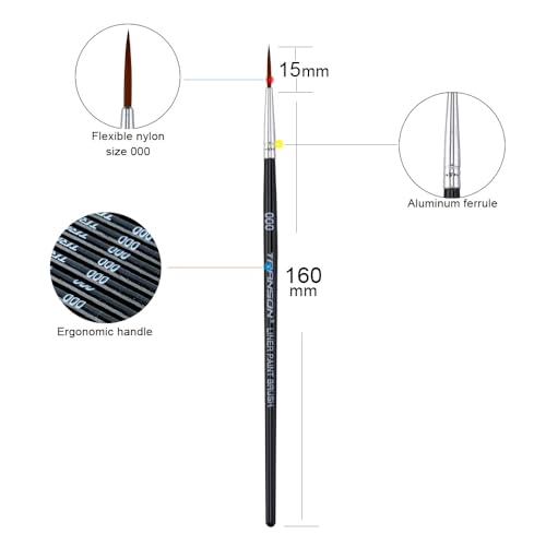 Transon 50pcs Detail Paint Brushes Set Size 000 for Model Painting Acrylic, Gouache, Oil, Tempera and Face Painting - size: 50 PCS