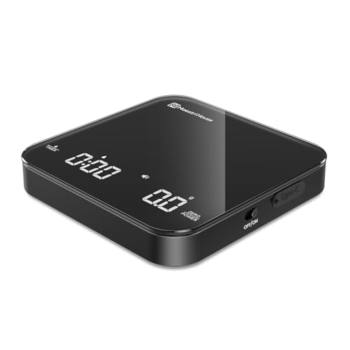 Maestri House S2 Espresso Coffee Scale with Timer 0.1g Precision Shot Scale | USB-C Rechargeable, Dual Timing Modes, 2kg/0.1g Digital Scale with Borosilicate Glass Top for Espresso and Pour-Over Brewing - color: Black