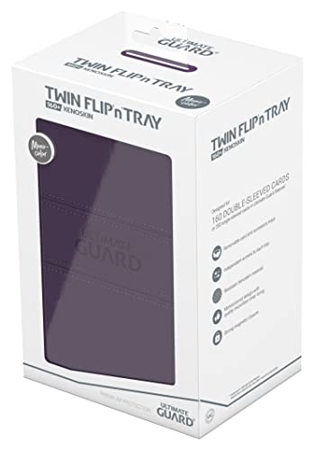 Ultimate Guard Twin Flip'n'Tray 160+, Deck Case for 160 Double-Sleeved TCG Cards + Dice Tray, Purple, Independent Magnetic Closure & Microfiber Inner Lining - color: Purple, size: 160+