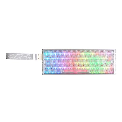 IROK MG63 64 Keys Wired Magnetic Switch Keyboard, 512KHZ All Keys Scan Rate, PCB Nano-Coating Waterproof, ARGB Light and Shadow Coexist 8KHZ/CNC Carved Aluminum Gaming Keyboard (Silver) - color: Silver