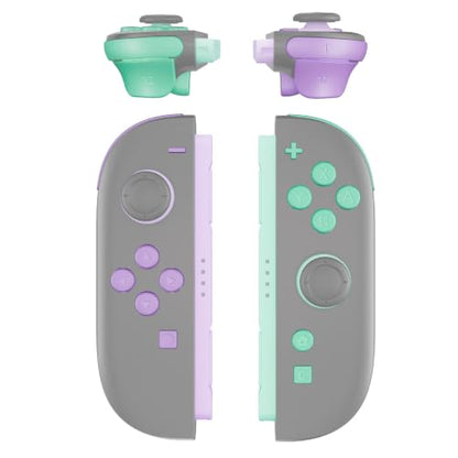 eXtremeRate DIY Replacement Full Set Buttons for Joycon 2, Custom ABXY Direction Keys Dpad + - C Home Capture Release L R ZR ZL Trigger Buttons for Nintendo Switch 2 Controller - Purple & Green - color: Purple & Green