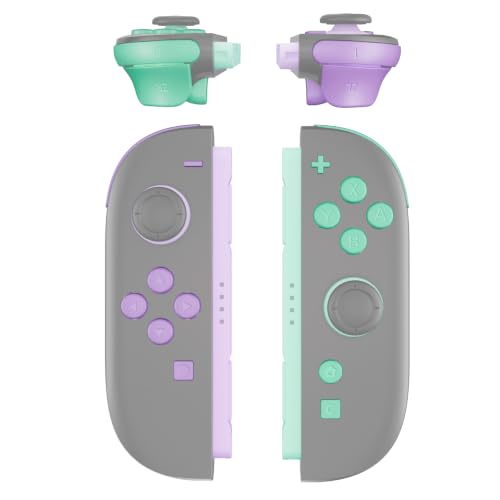 eXtremeRate DIY Replacement Full Set Buttons for Joycon 2, Custom ABXY Direction Keys Dpad + - C Home Capture Release L R ZR ZL Trigger Buttons for Nintendo Switch 2 Controller - Purple & Green - color: Purple & Green