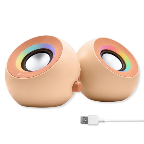 X9 Performance Computer Speakers for Desktop PC with RGB Lighting, Bluetooth, USB, and AUX - Triple Mode Connection, Dual 2.25" Drivers for Work and Play - Bluetooth PC Speakers - color: Brown