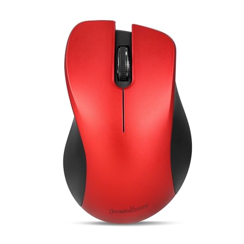 Perixx PERIMICE-621R Wireless Mouse - Silent Click with Ergo Design - Compatible for Desktop and Laptop PC - Wireless 2.4 GHz - Red - style: Wireless Red