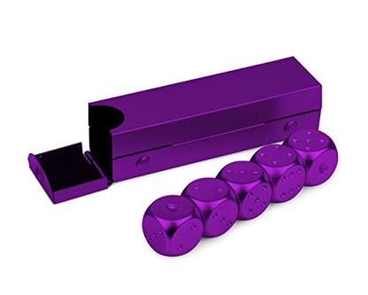 DS.DISTINCTIVE STYLE Aluminum Alloy Dice 5 Pieces 16mm Portable Metal Dices with Case 6 Sided Dice for Party Game - color: Purple, style: Rectangle