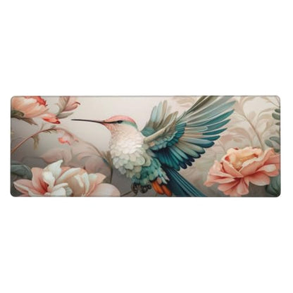 Gaming Mouse Pad, Large Non-Slip Rubber Base Mousepad, Keyboard Mouse Mat, Desk Pad with Stitched Edges, 31.5x11.8inch, Art Bird Flower - color: Art Bird Flower