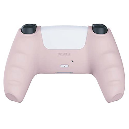 PlayVital Cherry Blossoms Pink Pure Series Anti-Slip Silicone Cover Skin for ps5 Controller, Soft Rubber Case for ps5 Wireless Controller with White Thumb Grip Caps - color: Cherry Blossoms Pink