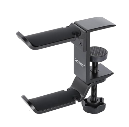 aceyoon Under Desk Headphone Hanger, 360 Degree Swivel Dual Stand, Aluminum Alloy Headset Stand for Desk,Headphone Hook for Gaming Headset,Bag, Black