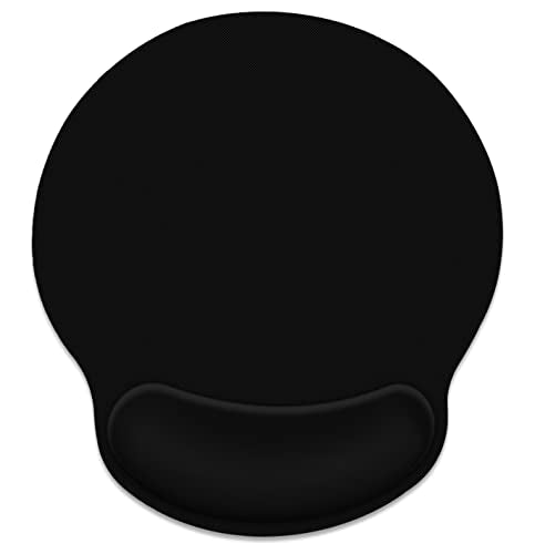Britimes Black Mouse Pad Ergonomic Mouse Pad with Wrist Support Non-Slip Rubber Base Mousepad for Home Office Gaming Working Computers Laptop Easy Typing & Relief - color: BLACK