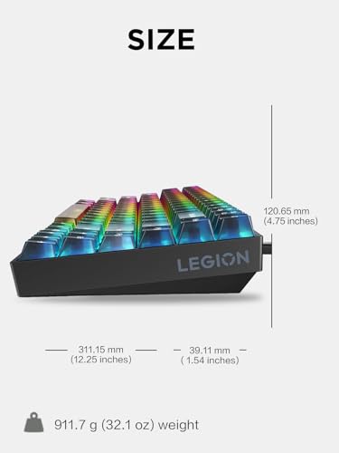 Lenovo Legion K510 Mini Pro Wired Mechanical Gaming Keyboard - 75% Compact Design, RGB Illumination, Hot-Swappable Mechanical Switches, Programable Keys - style: K510 Mini