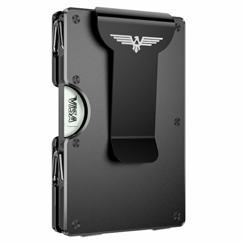 Lenvoten Upgraded Hinged Minimalist Wallet for Men, RFID Blocking Wallet | Slim Metal Aluminum, Credit Card Holder, Money Clip Holds 20 Cards, Premium Scratch-Resistant Finish, Ideal Gift for Men - color: S1-Matte Black