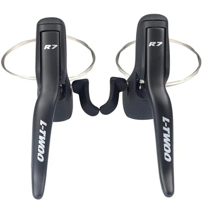 L-TWOO Road Bike Shift Lever 2x7/ 2x8/ 2x9/ 2x10 Speeds Road Bicycle Shifters with Brake Levers Compatible with Shimano - color: 2X10 Speeds