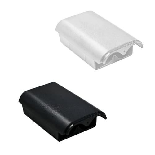 2 Pcs Battery Cover Case for Xbox 360 Wireless Controller,Battery Pack Cover Shell Case Replacement Repair Part Compatible for Xbox 360(1×Black, 1×White) - color: 1Black + 1White