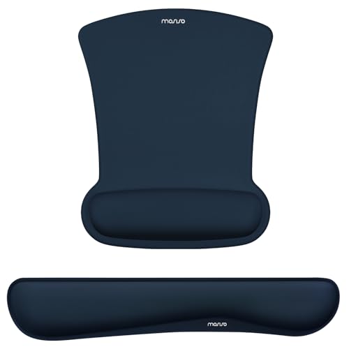 MOSISO Wrist Rest Support for Mouse Pad & Keyboard Set, Ergonomic Mousepad Non-Slip Base Home/Office Pain Relief & Easy Typing Cushion with Neoprene Cloth & Raised Memory Foam, Haze Blue - color: Haze Blue