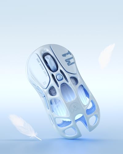GravaStar Mercury M1 Pro Gaming Mouse, 78g Lightweight Magnesium Alloy, 26,000 DPI, PAW3395DM Sensor, 5 Programmable Buttons, Support Wired/2.4GHz/BT, Up to 200 Hours Battery Life - color: Ice Blue