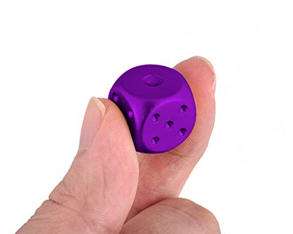DS.DISTINCTIVE STYLE Aluminum Alloy Dice 5 Pieces 16mm Portable Metal Dices with Case 6 Sided Dice for Party Game - color: Purple, style: Square
