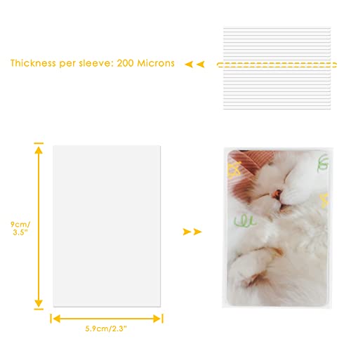 100 Pack Kpop Photocard Sleeves, 59x90mm, Unsealable | 200 microns Thick, Dustproof, Waterproof, Scratch-Ressistant, Snug Fit for 3 inch Polaroid K-pop Ablum Idol MD Card Photo - style: Unsealable