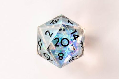 Sharp Edge D&D Dice Set – Handmade Resin Polyhedral Dice in VHS Retro Box – 7 Dice for TTRPG (Crystal Ball) - style: Crystal