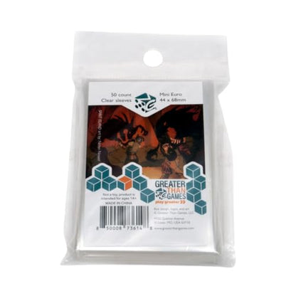 Greater Than Games: Card Sleeves: Mini Euro Size - 44x68 mm, 50 Sleeves, Clear, Acid Free & PVC Free, Card Game Protective Accessory - style: Mini Euro (44x68)
