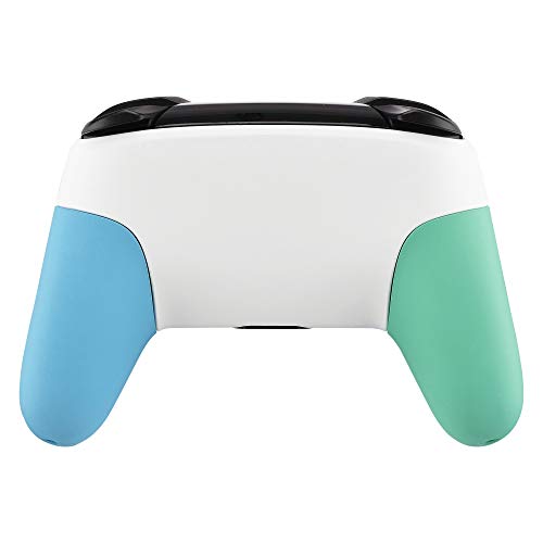 eXtremeRate White Faceplate Backplate Mint Green Heaven Blue Handles for Nintendo Switch Pro Controller, DIY Replacement Hand Grip Housing Shell Cover for Nintendo Switch Pro - Controller NOT Included - color: Mint Green & Heaven Blue