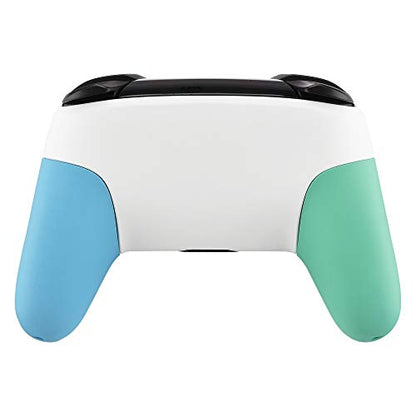 eXtremeRate White Faceplate Backplate Mint Green Heaven Blue Handles for Nintendo Switch Pro Controller, DIY Replacement Hand Grip Housing Shell Cover for Nintendo Switch Pro - Controller NOT Included - color: Mint Green & Heaven Blue