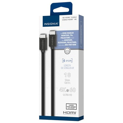INSIGNIA 4K Ultra HD HDMI Cable – High-Speed 18Gbps, HDR, ARC, Ethernet – Compatible with TV, Monitor, PS5, Xbox, Blu-ray, Laptop (HDMI Cable, 6 ft) - size: 6 ft, style: HDMI Cable