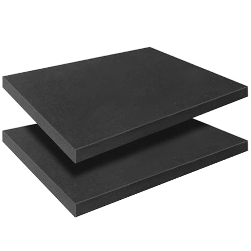 Black Polyurethane Foam Inserts for Cases, 2 Pcs 16 x 12 x 1 Inch, Cuttable Packing Padding for Tool Box, Camera, Crafts and Storage - size: 16x12x1inch
