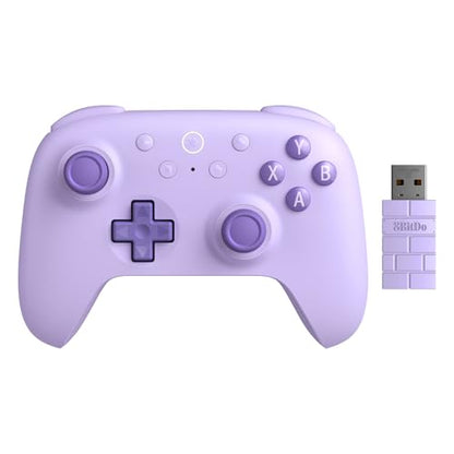 AKNES 8Bitdo Ultimate 2C Wireless 2.4G Controller for Windows PC and Android, Gamepad with Hall Effect Joysticks and Hall Triggers, 1000Hz Polling Rate, Remappable L4/R4 Bumpers - Purple | Gamepad with Hall Effect Joysticks and Hall Triggers, 1000Hz Polli