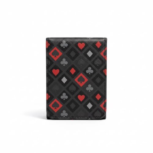 Double Decker Leather Poker Card Case - Holds Two Sets of Poker Size Cards - Premium Dual-Deck Holder with Stylish Design and Secure Closure (Royal Suits) - color: Royal Suits