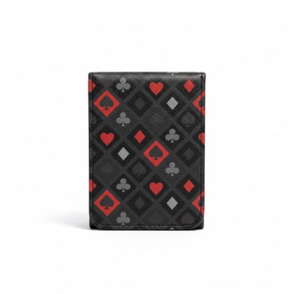 Double Decker Leather Poker Card Case - Holds Two Sets of Poker Size Cards - Premium Dual-Deck Holder with Stylish Design and Secure Closure (Royal Suits) - color: Royal Suits