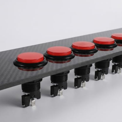 TEHAUX 5pcs 60mm Red LED Arcade Button with Brilliant Illumination and Crisp Feedback Round Flat Surface Momentary Push Button Switch for Arcade Control Panel and Home Projects