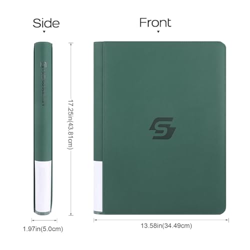 Snekdy premium 1024-pocket trading card binder, 16-pocket cards album, waterproof PU-leather Cover album with side loading, holds gaming, baseball, basketball & sports cards Green - color: Green
