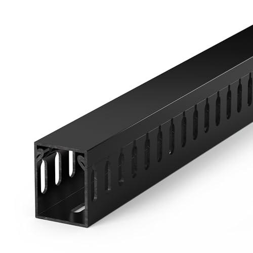 1.6"H x 1.2"W Cable Raceway, 6ft Under Desk Wire Management Channel, Black | Slotted Wire Duct, 2 Pack (3 ft Each), Heavy-Duty PVC Cable Management for Server Racks, Network Cables & Electrical Cabinets - color: Black, size: 1.6in H X 1.2in W X 6ft L