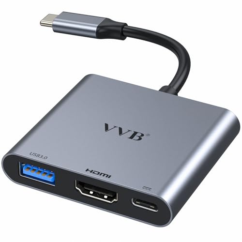 USB C to HDMI Adapter,Type C to Adapter Multiport USB-C Hub Digital AV Converter with 4K HDMI,USB3.0,USB C PD Charge Port for iPad Pro/air,MacBook Pro/air,Tablet,Switch,iPhone 15 and More USBC Device - color: ‌Light Gray‌