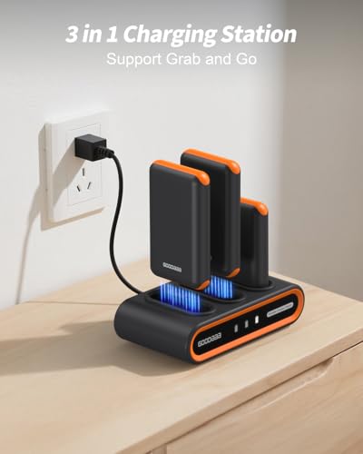 GOODaaa Portable Charger, 3-Pack 10000mAh Slim Power Bank Built in Cables, 3 Outputs 1 Inputs Family Power Hub for All Mobile Devices, Charging Station Set Includes 140 DlY Stickers, for Home,Office - color: Black