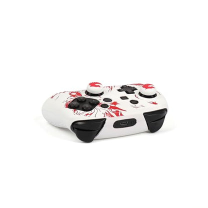 Wolf Controller Skin Cover for NS Switch Pro Controller, RALAN 1 Controller Skin+4 Customised Thumb Grips Caps Accessories - color: Wolf White Red