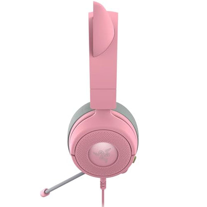 Razer Kraken Kitty V3 X Wired Gaming Headset, Kitty Ears, Pink | HyperClear Cardioid Mic, 40 mm Drivers, 7.1 Surround Sound, Comfy Ear Cushions, Cross-Platform via 3.5mm PC, PS5, Xbox - color: Quartz Pink