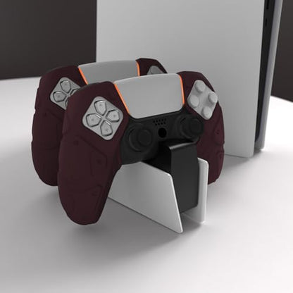 PlayVital Mecha Edition Wine Red Ergonomic Soft Controller Silicone Case Grips for ps5, Rubber Protector Skins with Thumbstick Caps for ps5 Controller - Compatible with Charging Station - color: Wine Red