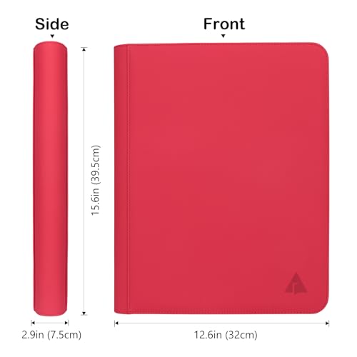 Top loader Binder, Holds 432 Top Loaders, 9 Pockets Top Loader Binder with Sleeves for Cards in 3'' x 4'' Top loaders -Red - color: Red