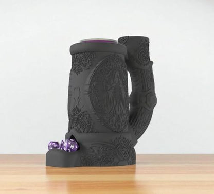 Dark Sorcerer Can Cozy Dice Tower – Fantasy DND Dice Roller & Drink Holder, Dungeons and Dragons Gift, RPG Tabletop Accessory, Dungeon Master Decor, Gothic Dice Mug (Obsidian Black, Standard 12oz Can)
