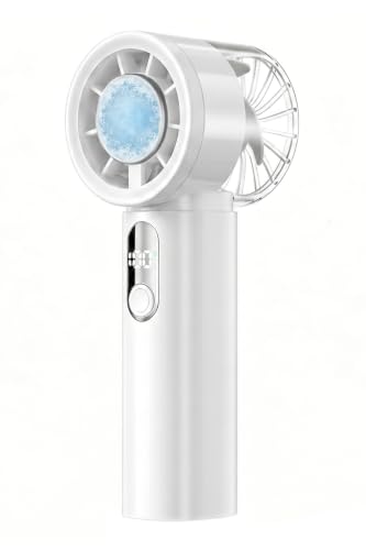 Portable Handheld Small Turbo Fan with Ice Cooling, White | 5 Gear Strong Airflow, LED Display, 3000mAh Rechargeable Battery, 20000 RPM Powerful, Up to 12 Hrs,for Travel,Outdoor, Makeup - color: White