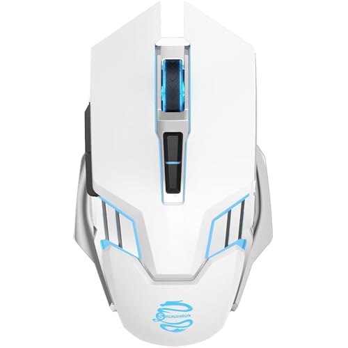 Bluetooth Wireless Gaming Mouse, RGB Rechargeable USB Wireless Mouse, Quiet Click, LED Backlit, Ergonomic, with Side Button, DPI Adjustable Computer Mice for Laptop PC MacBook Chromebook - White - color: white