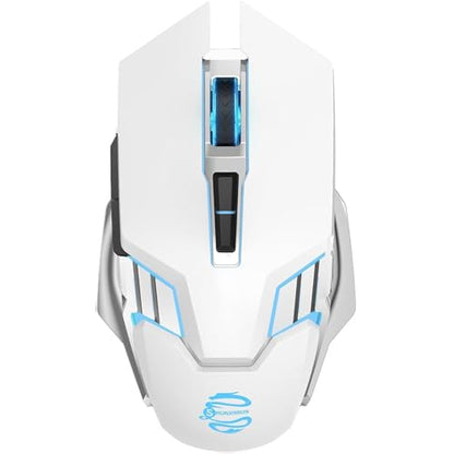 Bluetooth Wireless Gaming Mouse, RGB Rechargeable USB Wireless Mouse, Quiet Click, LED Backlit, Ergonomic, with Side Button, DPI Adjustable Computer Mice for Laptop PC MacBook Chromebook - White - color: white